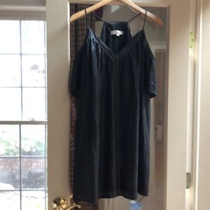 Loft peek a boo shoulder metallic dress